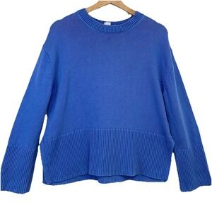 Blue Crewneck Knit Sweater - Women's